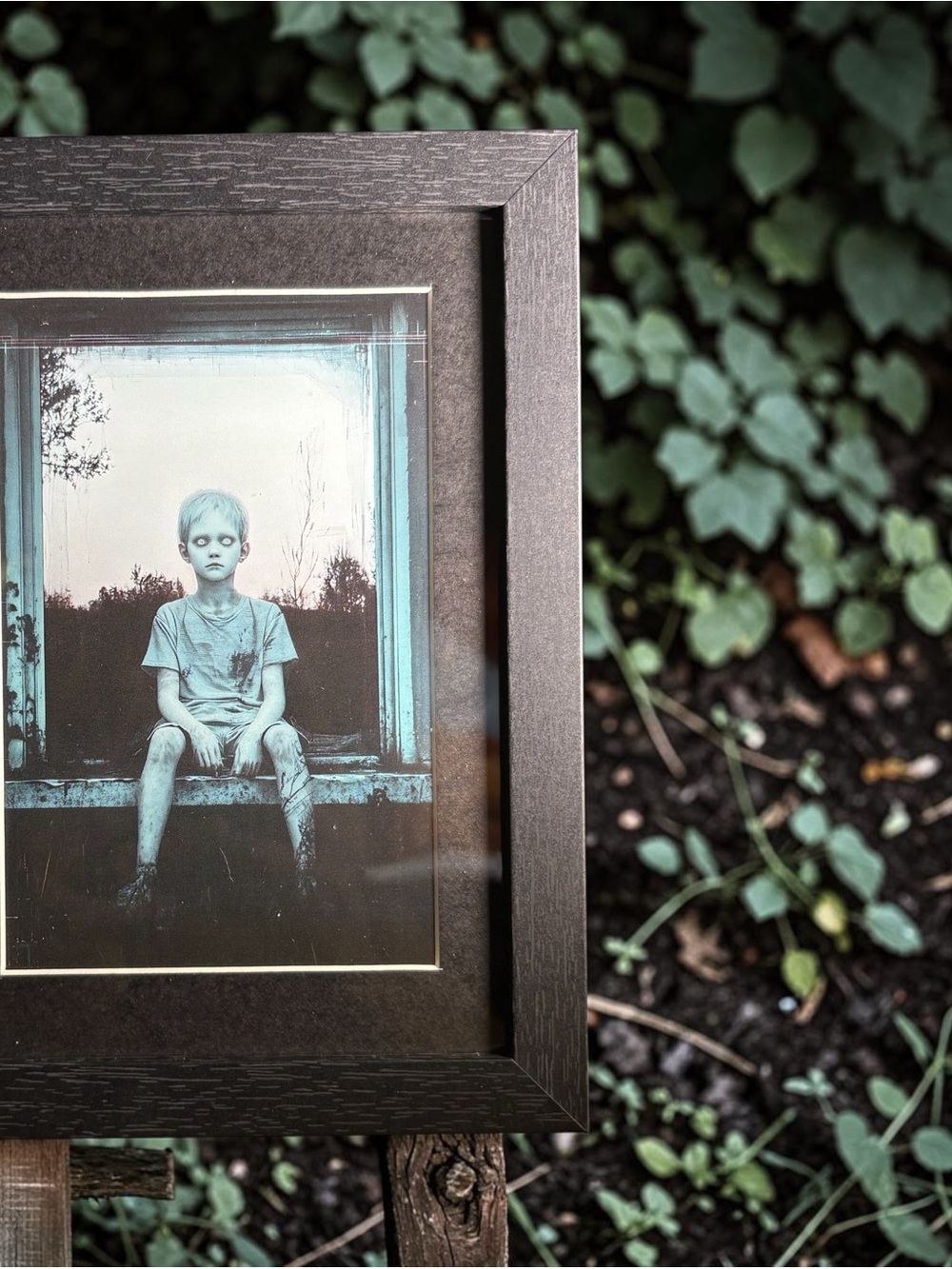 Creepy Ghost Child Framed Art 5x7 Horror Gothic Paranormal Decor